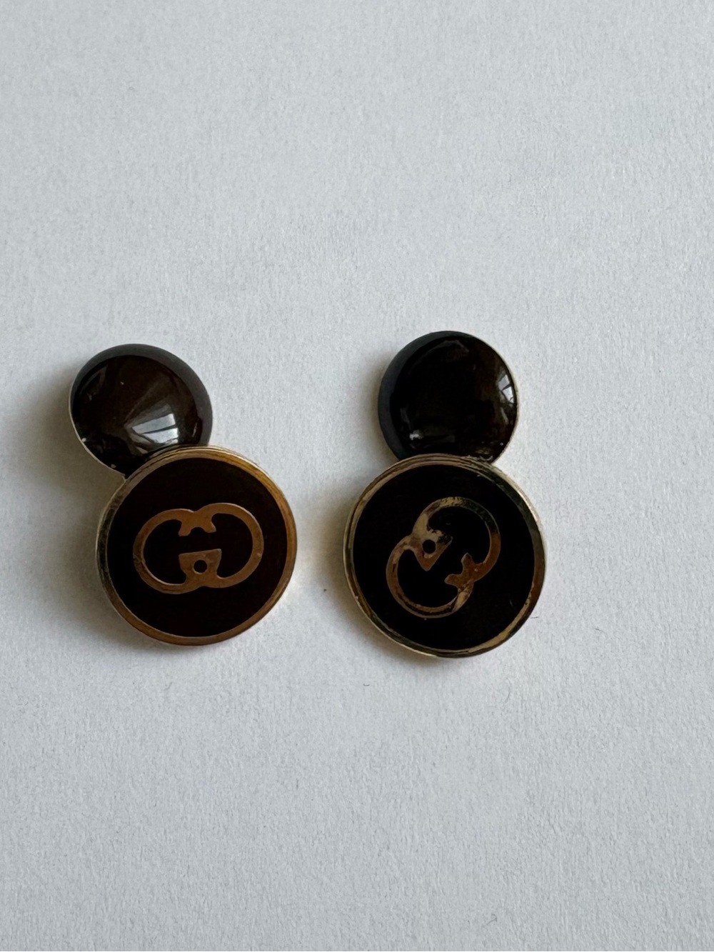 RARE VINTAGE GUCCI CHAIN-LINK ENAMEL CUFFLINKS - MADE IN ITALY